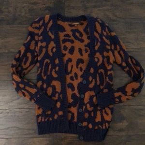 Hive and honey blue orange leopard cardigan Small